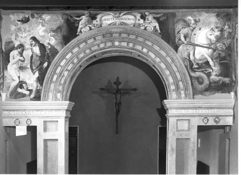 battesimo di Cristo e San Giorgio e il drago (decorazione pittorica) - ambito romano (prima metà sec. XVII)