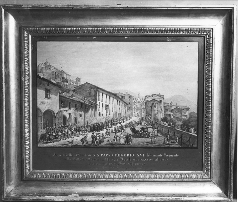 ingresso di Gregorio XVI a Subiaco (dipinto) - ambito laziale (sec. XIX)