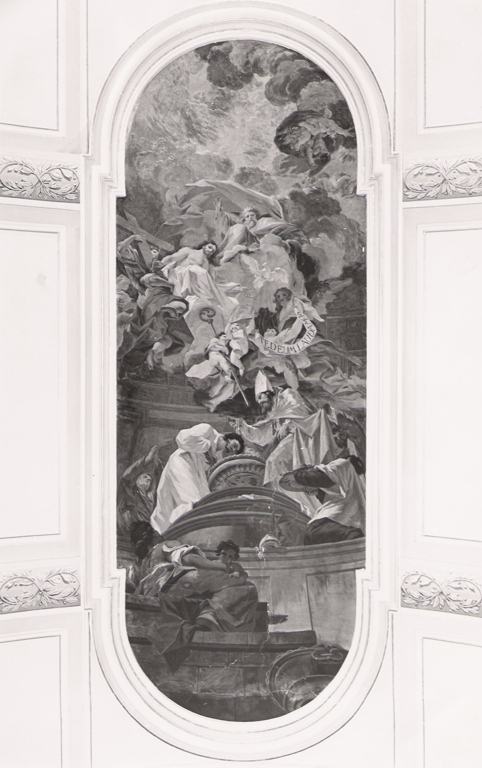 storie di Sant'Agotino e di Santo Stefano (decorazione pittorica, ciclo) di Kuntz Taddeo (attribuito) (sec. XVIII)