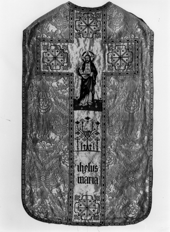 Cristo redentore con aquile, cervi e motivi floreali (pianeta) - manifattura romana (seconda metà sec. XIX)