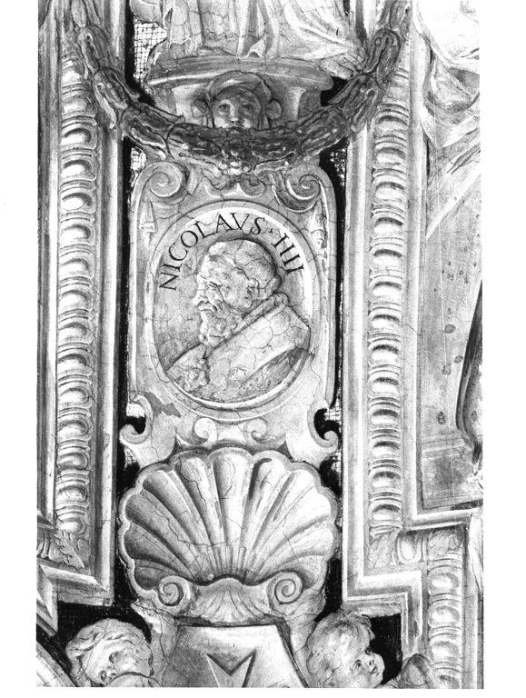 busto ritratto di papa Niccolò IV (dipinto, elemento d'insieme) di Abbatini Guidobaldo (attribuito) (sec. XVII)