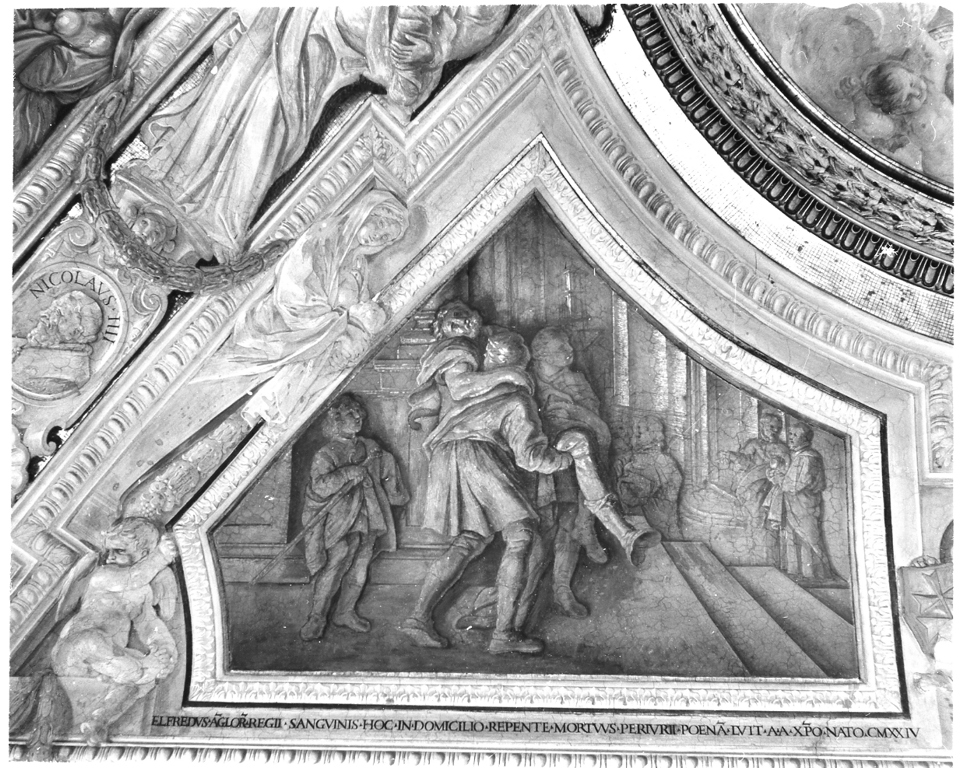 la morte di re Elfredo (dipinto, elemento d'insieme) di Abbatini Guidobaldo (attribuito) (sec. XVII)