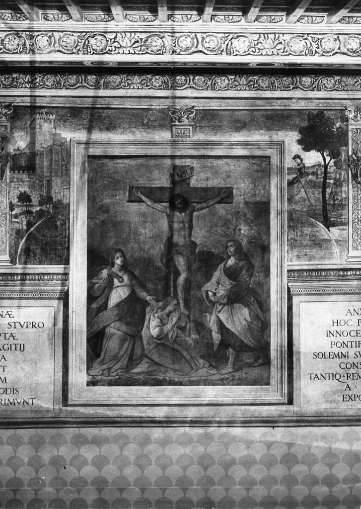 il Tevere dove venivano gettati i bambini (dipinto, complesso decorativo) - ambito romano (seconda metà sec. XV)