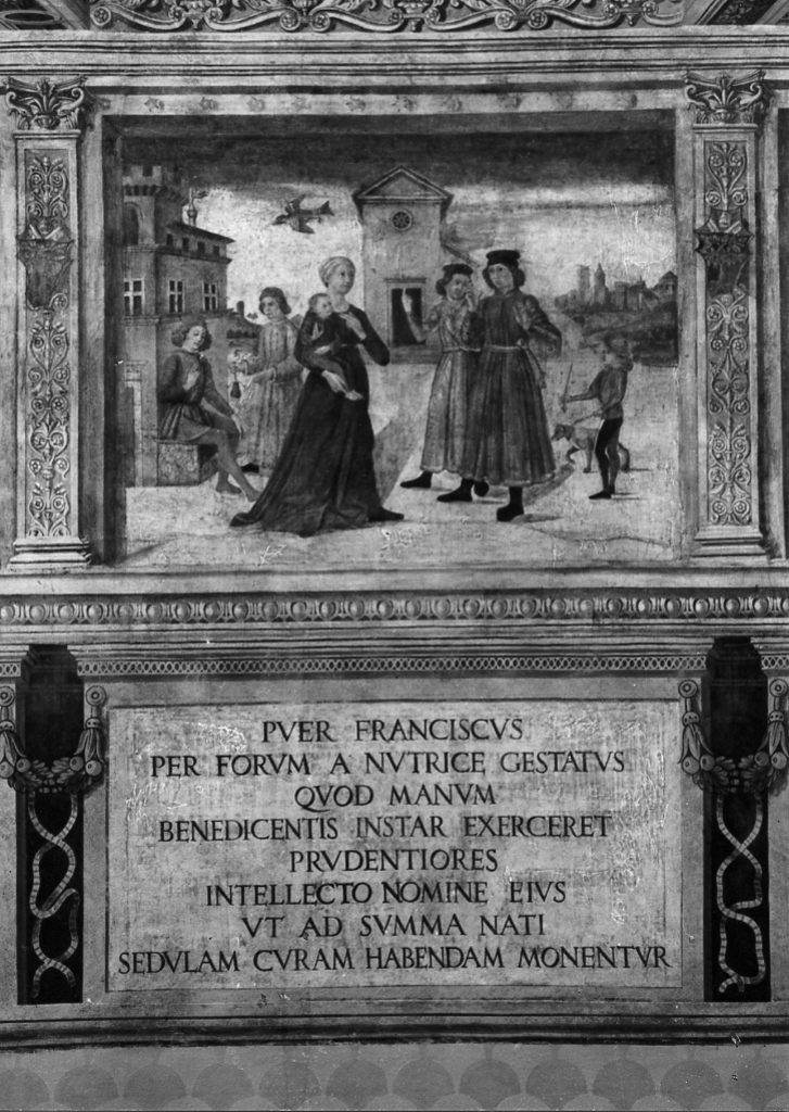 Francesco della Rovere bambino benedicente (dipinto, complesso decorativo) - ambito romano (seconda metà sec. XV)