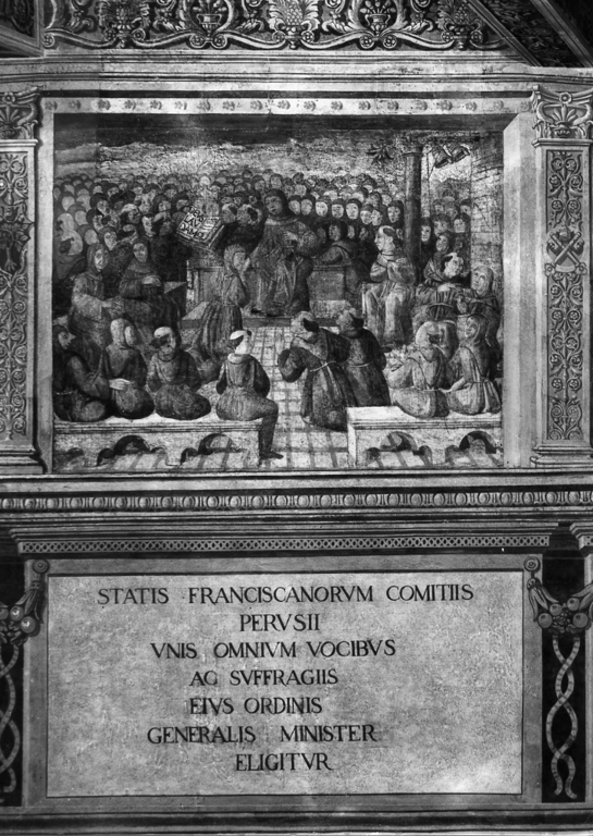 Francesco della Rovere eletto Maestro Generale dei minori (dipinto, complesso decorativo) - ambito romano (seconda metà sec. XV)