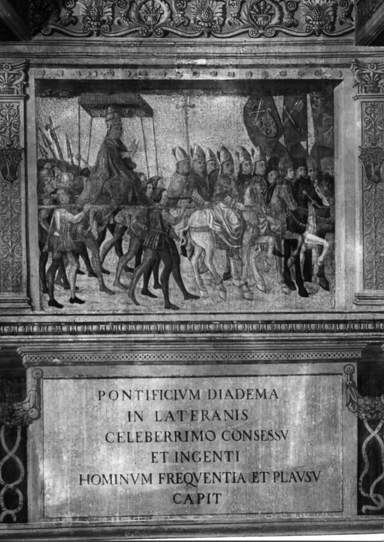 Papa Sisto IV va al Laterano per il possesso (dipinto, complesso decorativo) - ambito romano (seconda metà sec. XV)