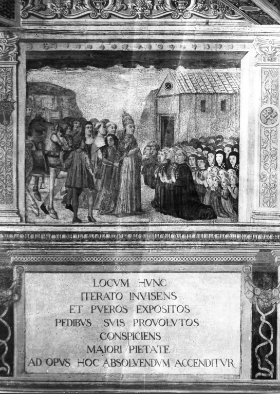 Nuova visita di Papa Sisto IV all'ospedale (dipinto, complesso decorativo) - ambito romano (seconda metà sec. XV)