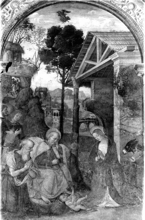 Adorazione dei pastori con san Girolamo (pala d'altare) di Bernardino di Betto detto Pinturicchio (sec. XV)