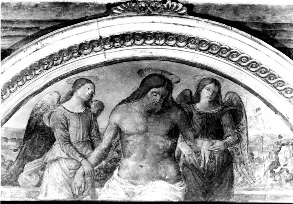 Cristo in pieta' sorretto da angeli (dipinto) di Bernardino di Betto detto Pinturicchio (scuola) (sec. XV)