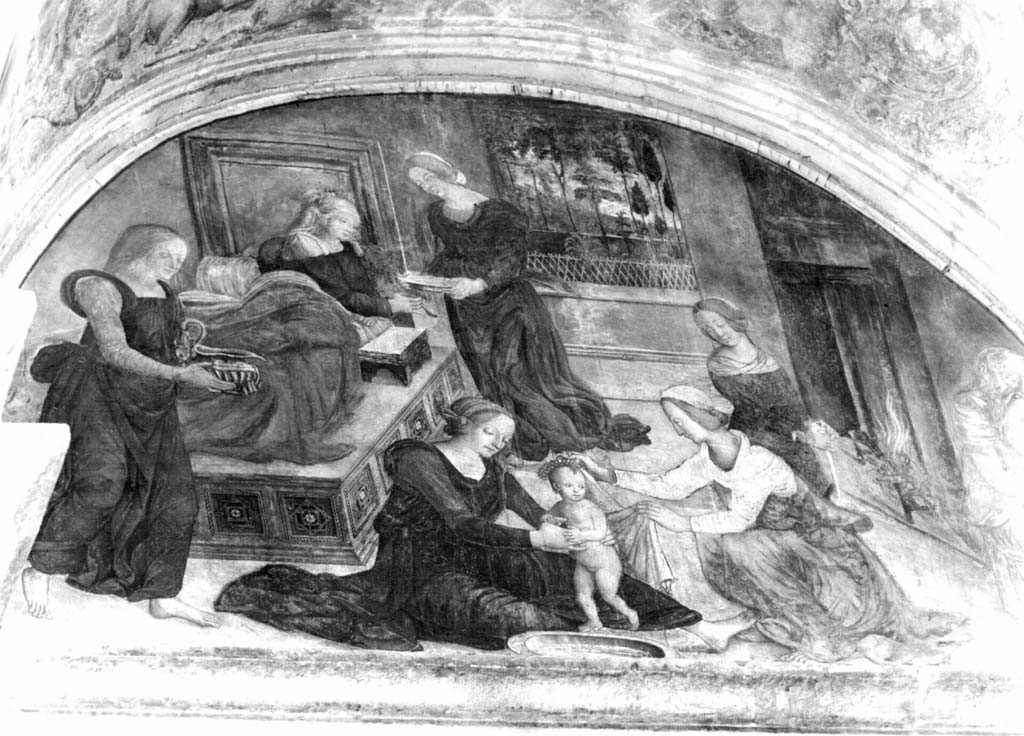 Nascita di Maria (dipinto) di Bernardino di Betto detto Pinturicchio (scuola) (sec. XV)