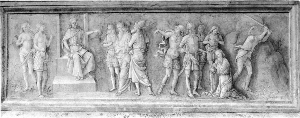 Giudizio e decapitazione di san Paolo (dipinto) di Bernardino di Betto detto Pinturicchio (scuola) (sec. XV)