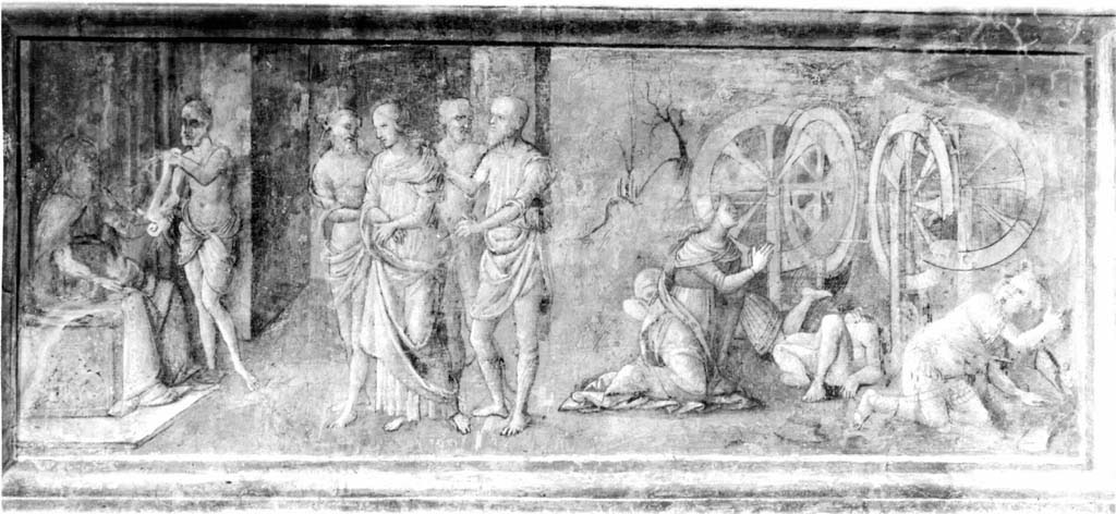 Giudizio e martirio di santa Caterina d'Alessandria (dipinto) di Bernardino di Betto detto Pinturicchio (scuola) (sec. XV)