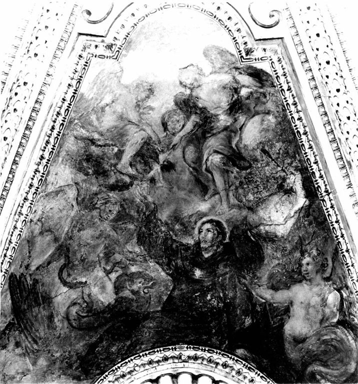 Tentazioni di san Nicola da Tolentino (dipinto) di Mannozzi Giovanni detto Giovanni da San Giovanni (sec. XVII)