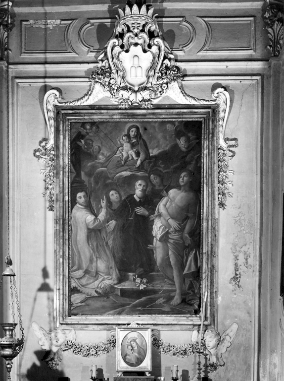 Madonna con Bambino in gloria e santi (dipinto) - ambito romano (inizio sec. XVII)