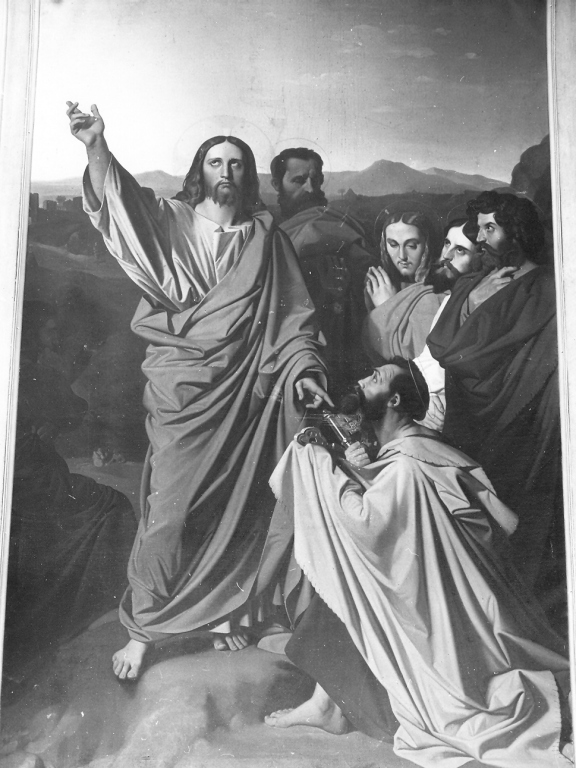 Cristo consegna le chiavi a San Pietro (dipinto) di Murat Jean Gilberte (sec. XIX)