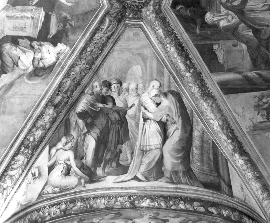 incontro di Sant'Anna e San Gioacchino alla porta aurea (dipinto) di Bonaccorsi Pietro detto Perin del Vaga (sec. XVI)