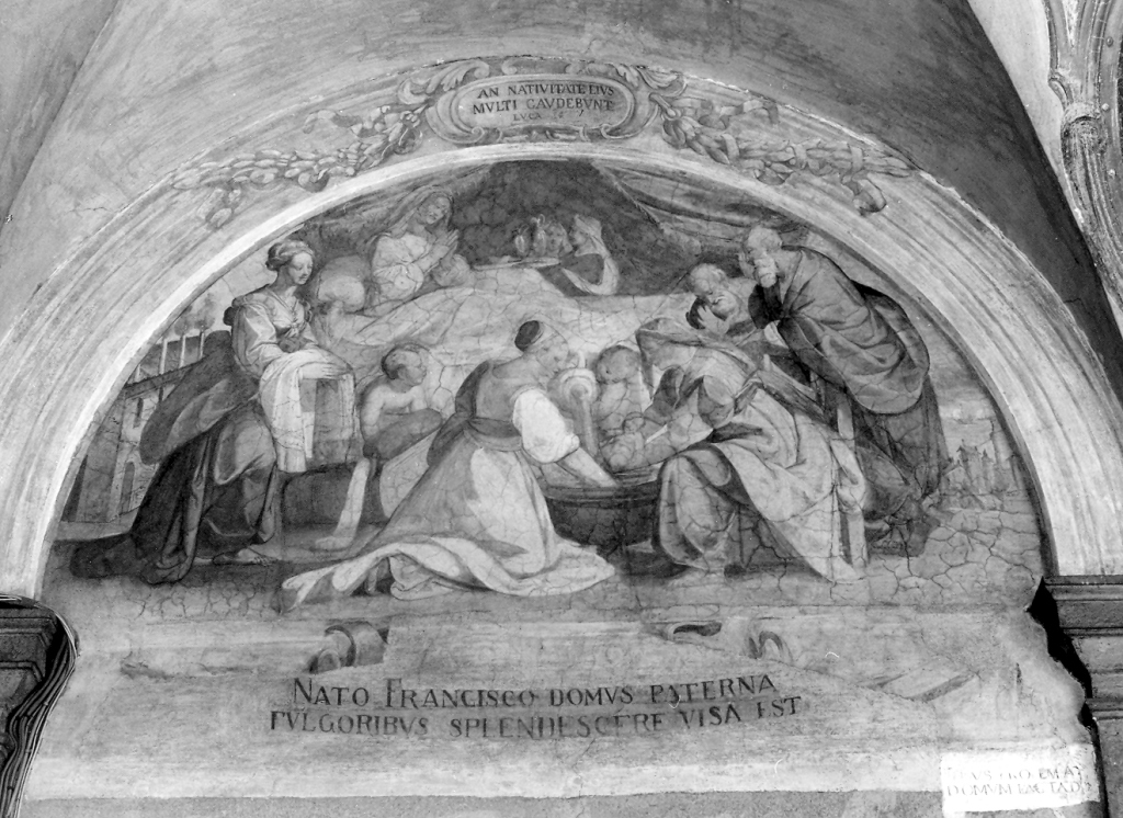 nascita di San Francesco di Paola (dipinto) di Marchetti Marco detto Marco da Faenza, Lombardelli Giovanni Battista detto Montano (sec. XVI)