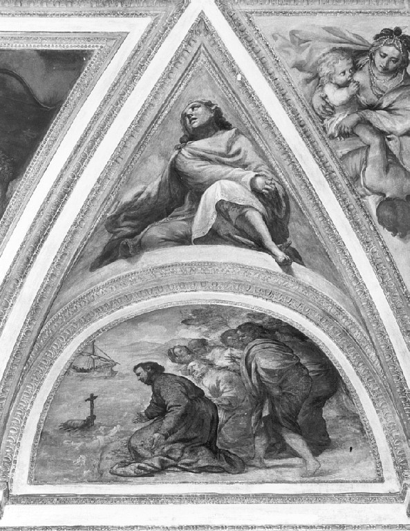 granchio riporta il crocifisso a San Francesco Saverio (dipinto) di Baldi Lazzaro (e aiuti) (sec. XVII)