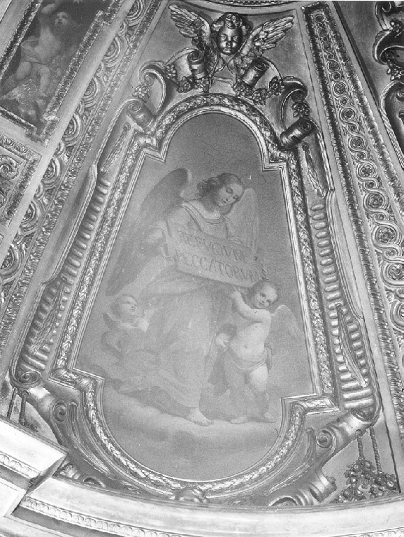 angelo con cartiglio (dipinto) - ambito romano (sec. XIX)