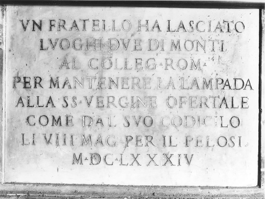 lapide commemorativa - ambito romano (sec. XVII)
