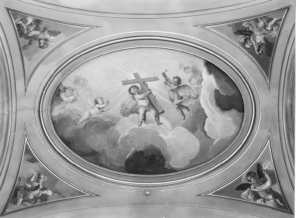 putti con croce (dipinto) di Milani Aureliano (sec. XVIII)