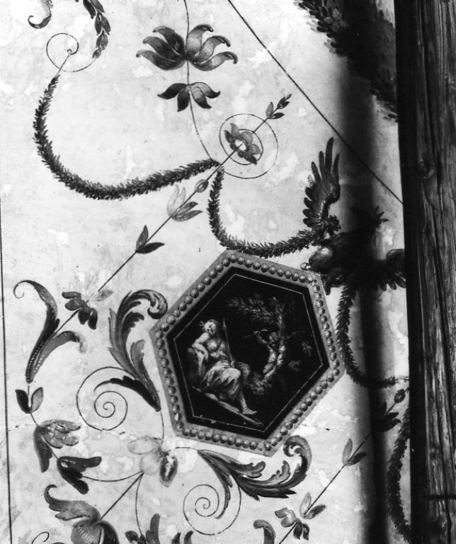 Eros colpisce con la freccia Diana addormentata (dipinto) di Coccetti Liborio (sec. XVIII)