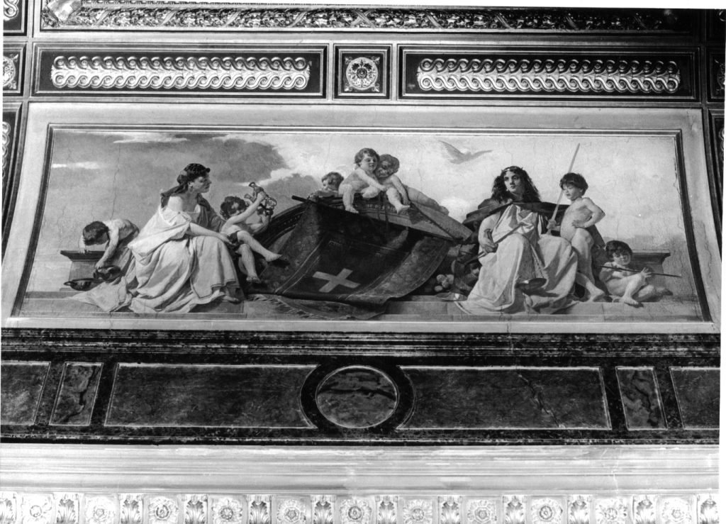 Giustizia e Temperanza (dipinto, complesso decorativo) di Maccari Cesare (sec. XIX)