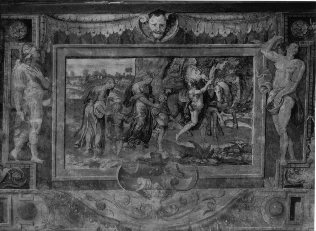 scena di commiato (dipinto, complesso decorativo) di Zuccari Taddeo (bottega) (sec. XVI)