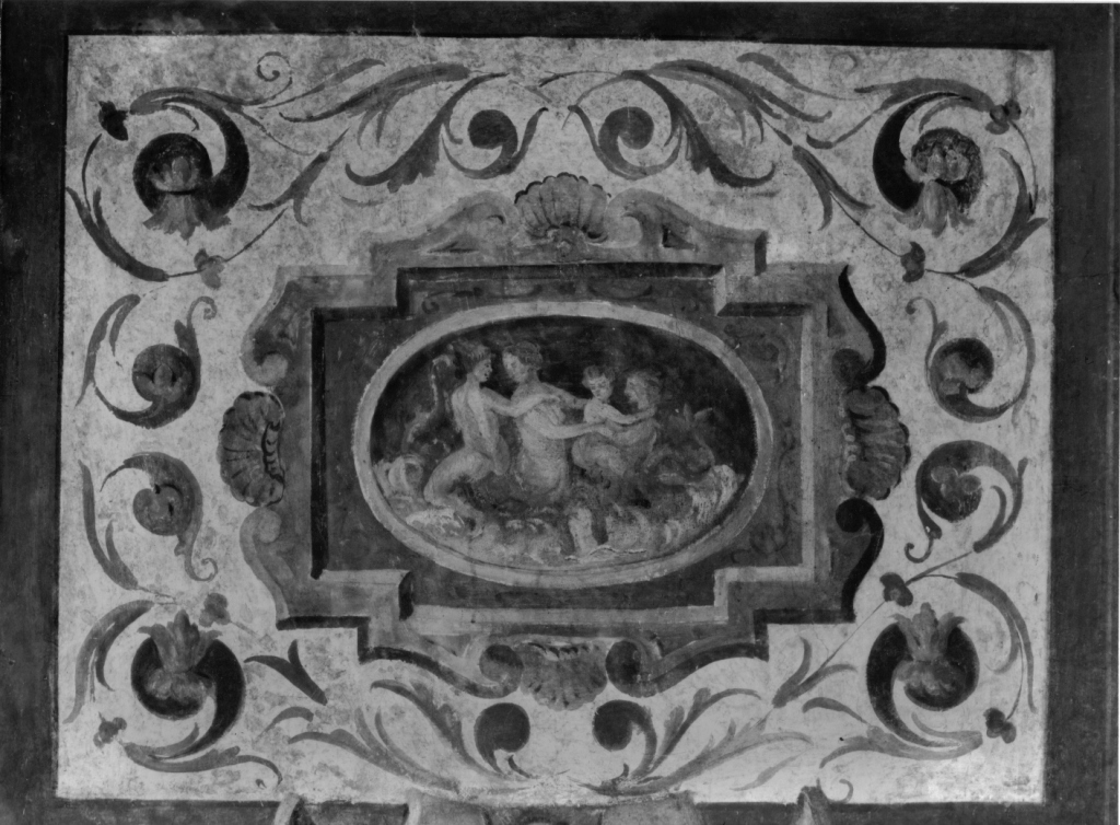 Nereidi e tritoni (dipinto, complesso decorativo) di Zuccari Taddeo (bottega) (sec. XVI)