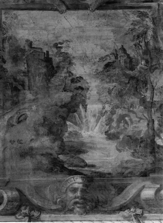 finta finestra con paesaggio (decorazione pittorica, coppia) di Zuccari Taddeo (attribuito) (sec. XVI)