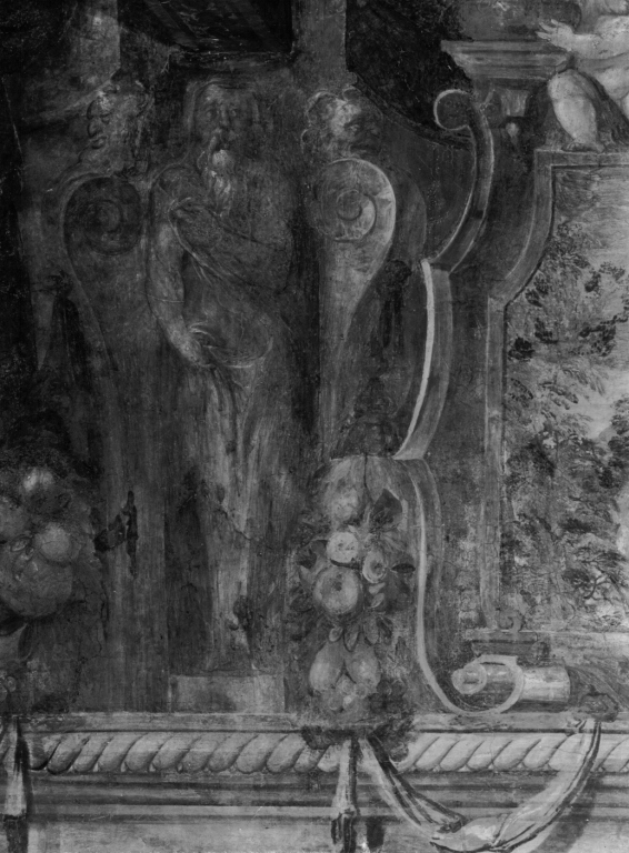 finta finestra con paesaggio (decorazione pittorica, coppia) di Zuccari Taddeo (attribuito) (sec. XVI)