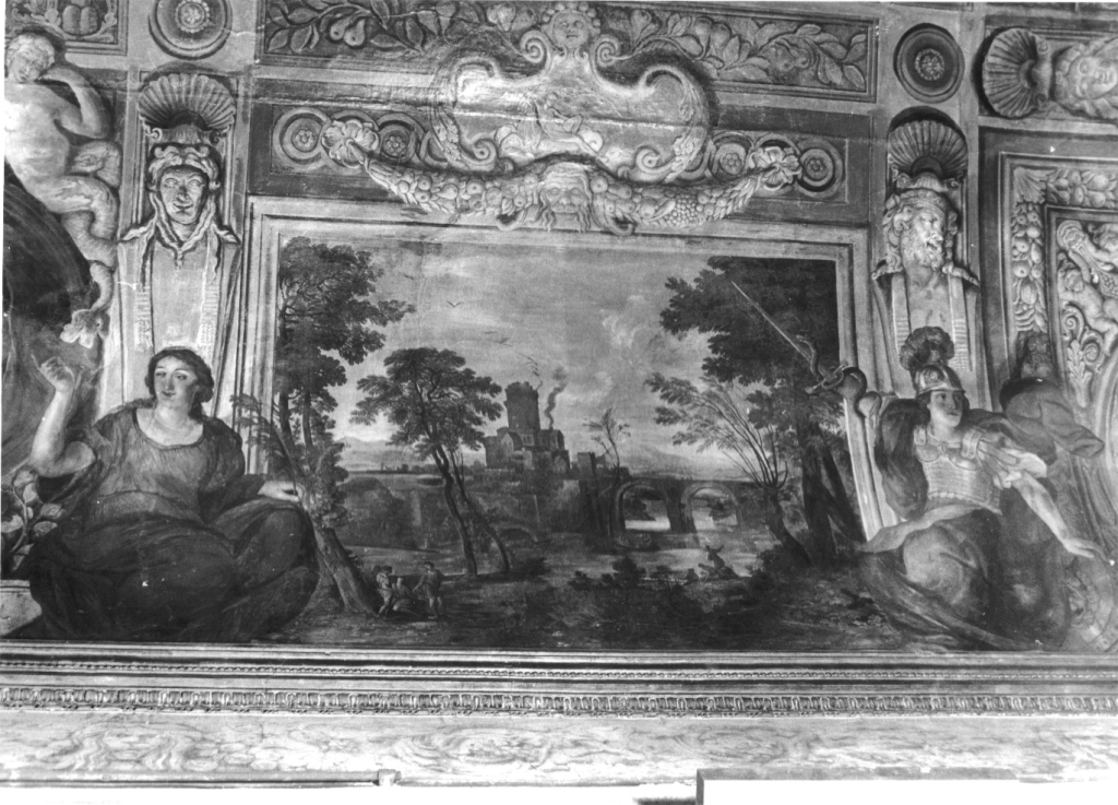 paesaggio con figure (dipinto, ciclo) di Grimaldi Giovan Francesco detto Bolognese (sec. XVII)