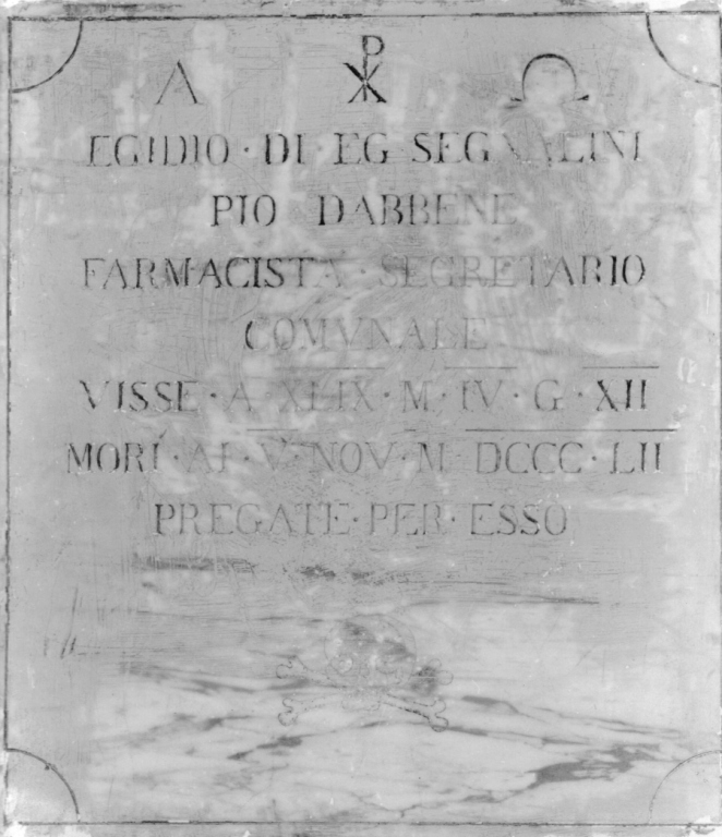 lapide tombale - ambito laziale (seconda metà sec. XIX)