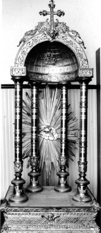 tronetto per esposizione eucaristica - a edicola - ambito romano (inizio sec. XX)