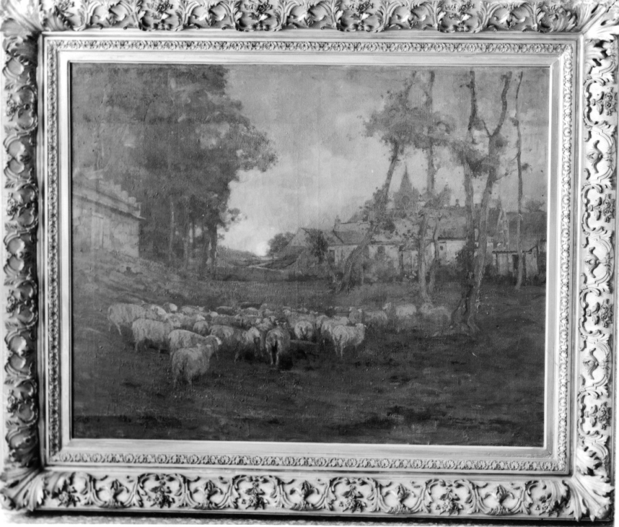 paesaggio con animali (dipinto) - ambito Italia settentrionale (seconda metà sec. XIX)