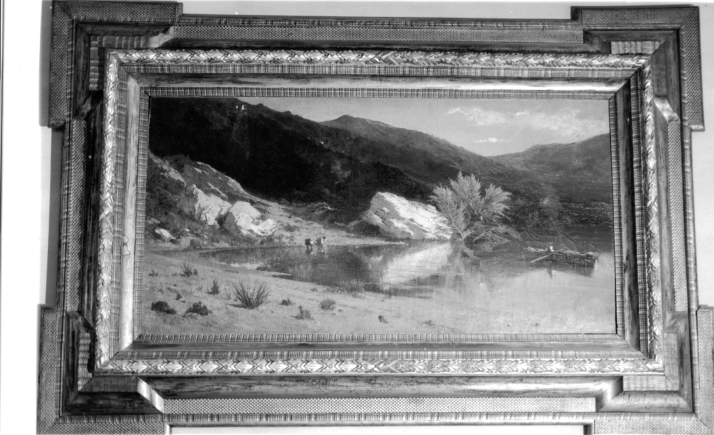 paesaggio lacustre (dipinto) di Vertunni Achille (sec. XIX)