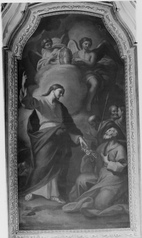 Cristo consegna le chiavi a San Pietro (dipinto) - ambito laziale (sec. XVIII)