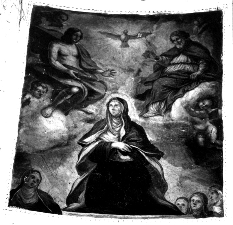 Santa Maria Maddalena in preghiera davanti alla Trinità (dipinto) - ambito romano (sec. XVII)