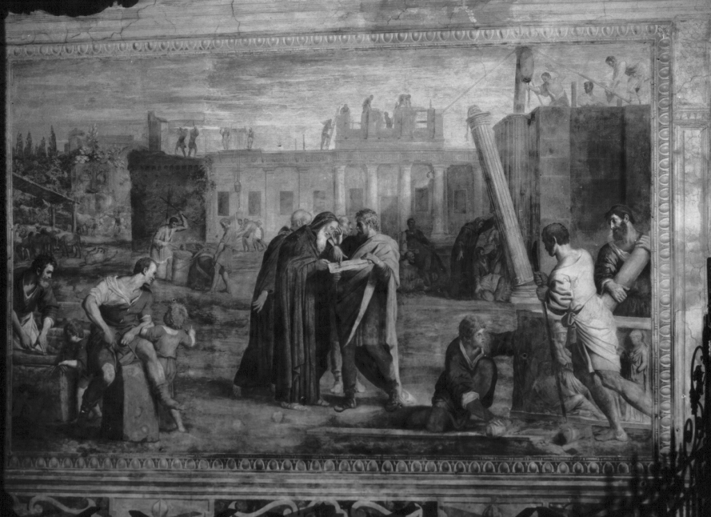 costruzione dell'abbazia (dipinto) di Zampieri Domenico detto Domenichino (e aiuti) (sec. XVII)