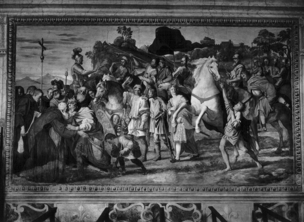 Incontro di San Nilo con l'imperatore Ottone III (dipinto) di Zampieri Domenico detto Domenichino (e aiuti) (sec. XVII)