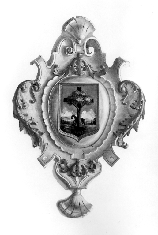 stemma con cartiglio (dipinto) - ambito romano (seconda metà sec. XVIII)