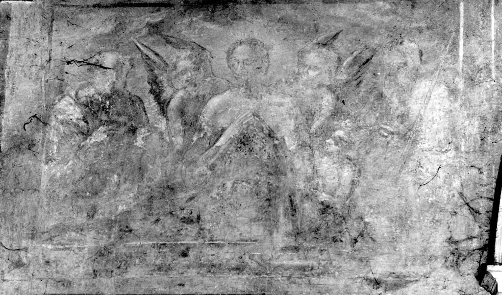 Sant'Antonio Abate vede l'anima di santo Stefano portata in cielo dagli angeli (dipinto) - scuola romana (sec. XVI)