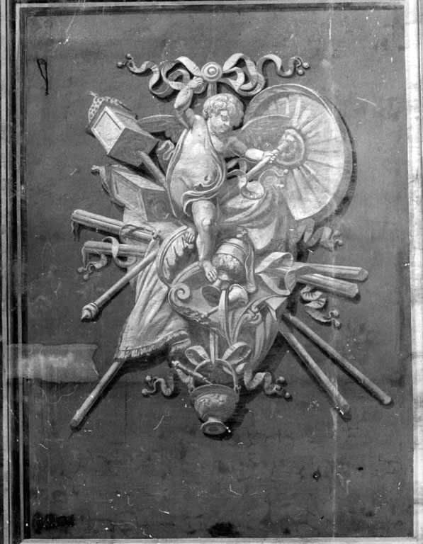 trofeo di oggetti liturgici (dipinto) - ambito romano (ultimo quarto sec. XVIII)