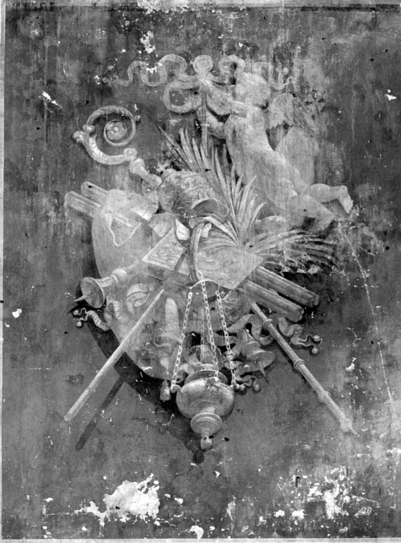 trofeo di oggetti liturgici (dipinto) - ambito romano (ultimo quarto sec. XVIII)