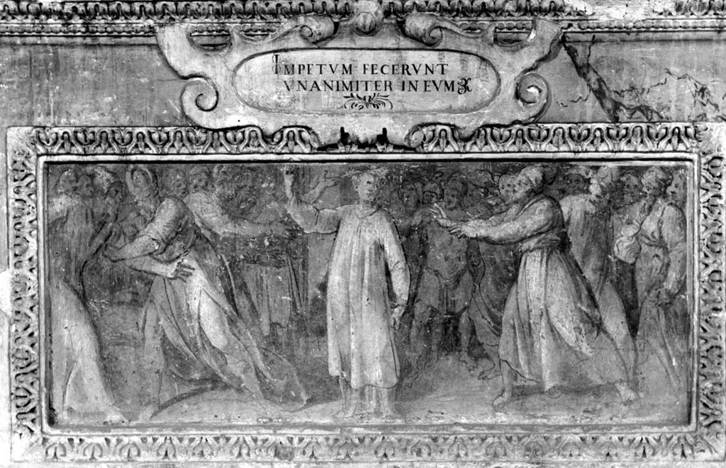 S. Stefano assalito dai sacerdoti (dipinto) di Circignani Niccolò detto Pomarancio (sec. XVI)