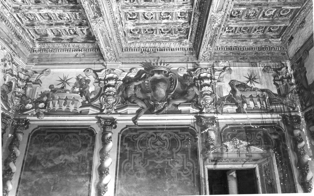ornati architettonici e stemmi (dipinto) - ambito Italia centrale (sec. XIX)