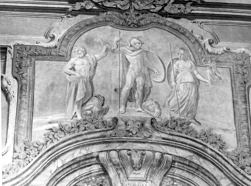 Marte tra Giove e Minerva (dipinto) di Ghezzi Pier Leone (attribuito) (primo quarto sec. XVIII)