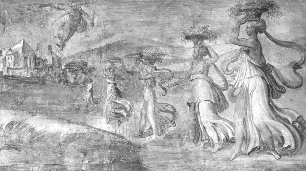 Mercurio ed Erse (dipinto) di Luzio Romano (cerchia) (sec. XVI)