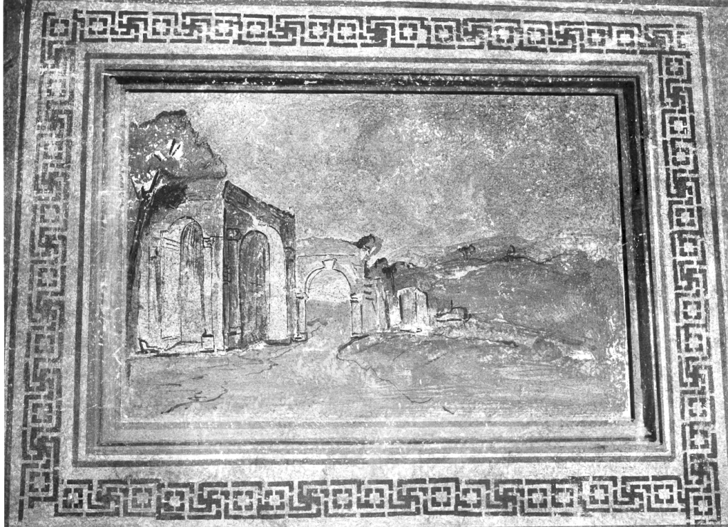 paesaggio con rovine (dipinto) - ambito laziale (sec. XVI, sec. XIX)