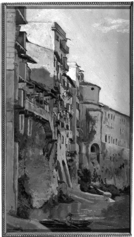 case sul Tevere (dipinto) di Mendoza P (fine/inizio secc. XIX/ XX)